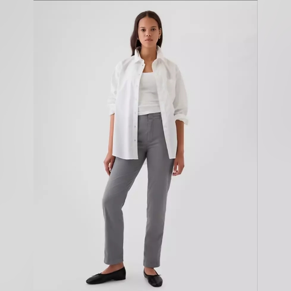 Gap Womens Pants Grey Downtown Khaki High Rise Stretch Cotton Blend Size 2/26 R